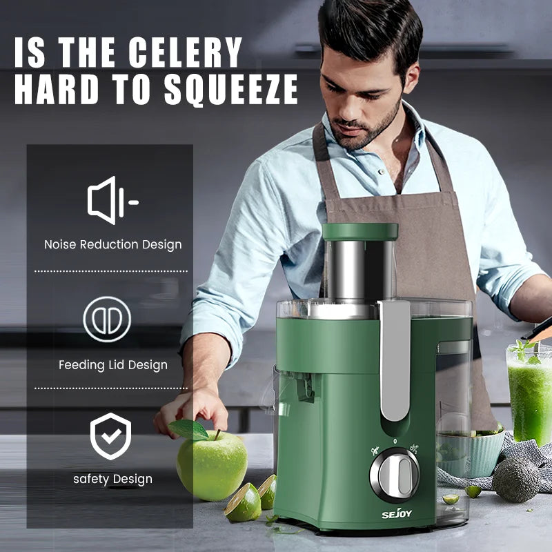 Compact Multi-Fruit Juicer, Juice Extractor Wide Mouth 3” Feed Chute With Centrifugal Extractor