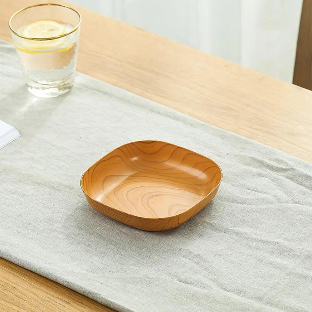 10PCS Japanese-style Plastic Dish Multifunctional Simple Imitation Wood Grain Bone Spitting Dish