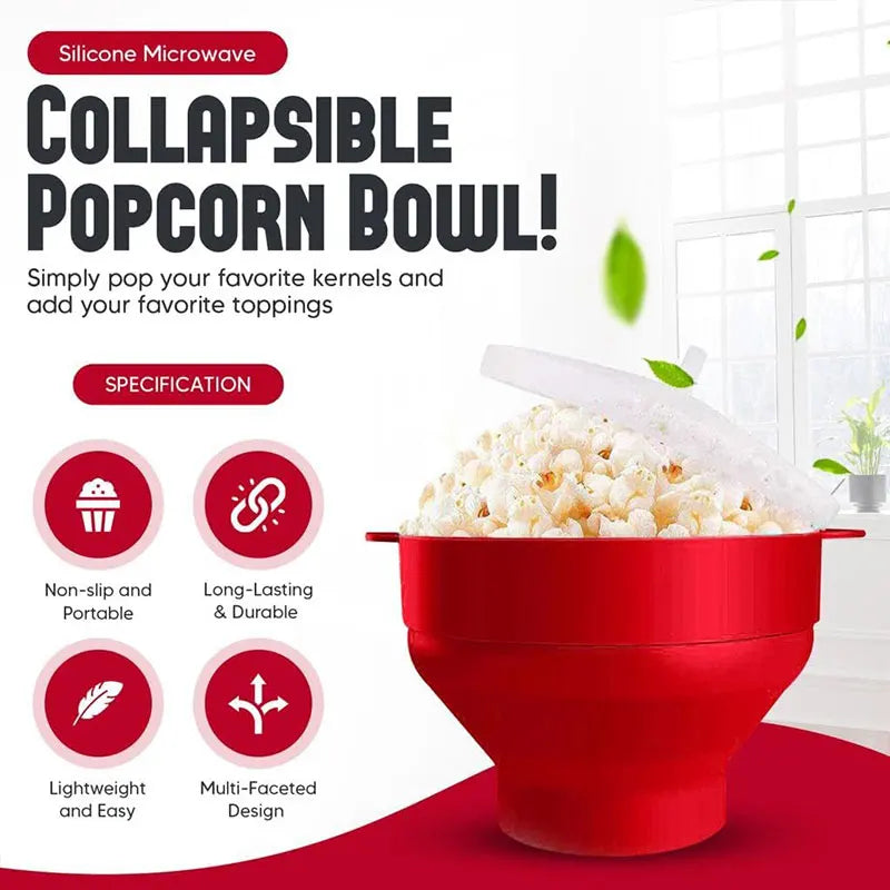 Silicone Microwave Popcorn Popper with Bowl and Lid Dishwasher Safe