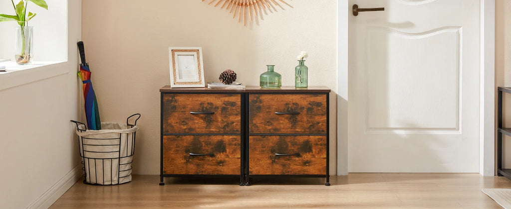 Bedside Nightstand Featuring 2 Fabric Drawers Cabinet Furniture