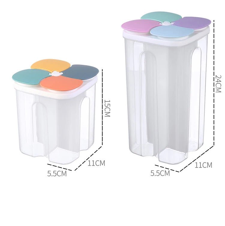 Kitchen Food Storage Box Plastic 4 grids Sealed Food Container Moisture-proof - Lovies Kitchenwares