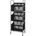 3Tier Vertical Rolling Stackable Laundry Hamper & Sorter with Removable Bags on Wheels