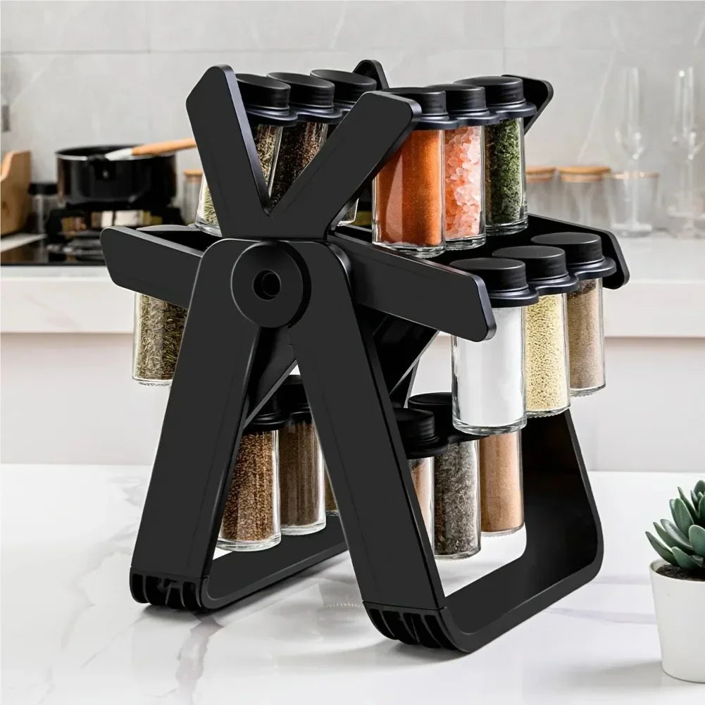 5 Tier Rotating Glass Multi-Favorite Kitchen Spice Storage Rack