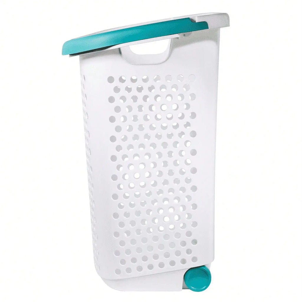 Rolling Laundry Hamper with Pop-Up Handle, Durable Plastic Clothes Basket Organizer.