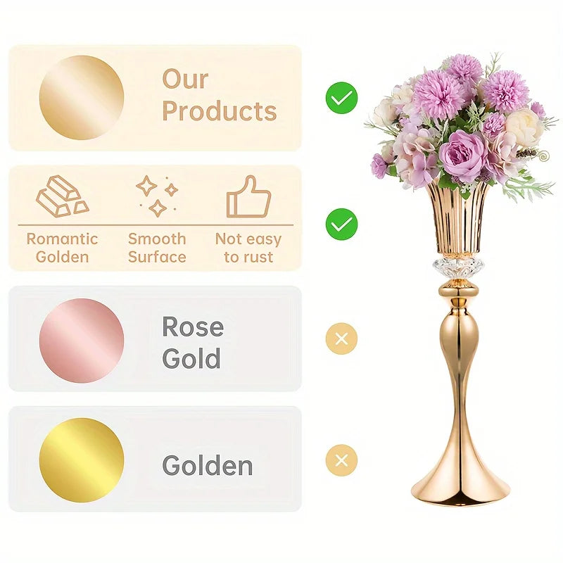 Set of 2 or 10-22Inch Flower Stands Tall Metal Multi-Purpose Centerpiece Decorative Vases