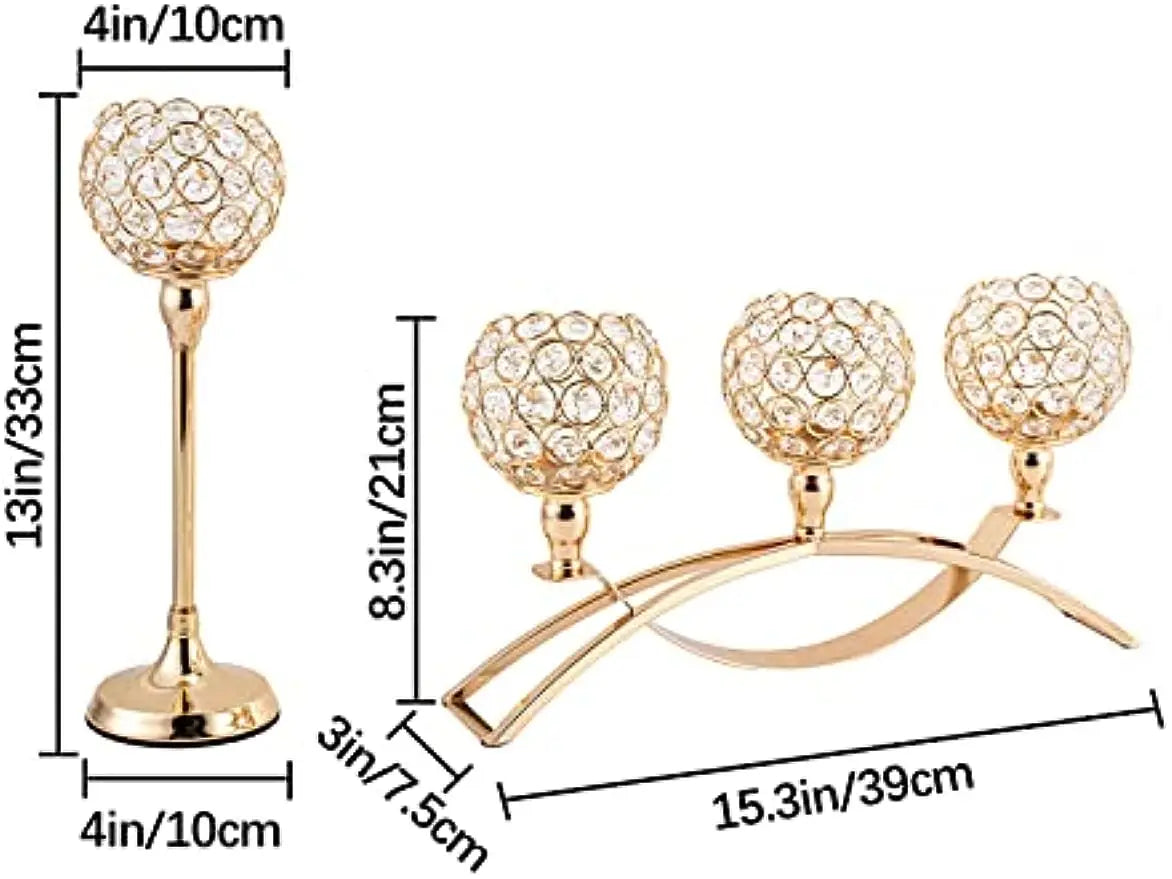 Gold Candle Holders for Table Centerpieces, Candelabra Stand, 3 Arm Candle for Multi-rooms.