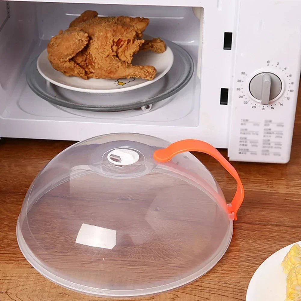 Microwave Food Splash Guard High Temperature Resistant Food Heating Cover with Steam Vent and Handle With Transparent Plate Cover - Lovies Kitchenwares
