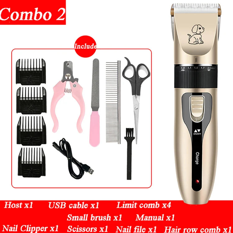 Electric Pet Hair Clipper and Hair Trimmer Set For Pet Grooming With an Electric Shaver Ceramic Blade with USB Charging