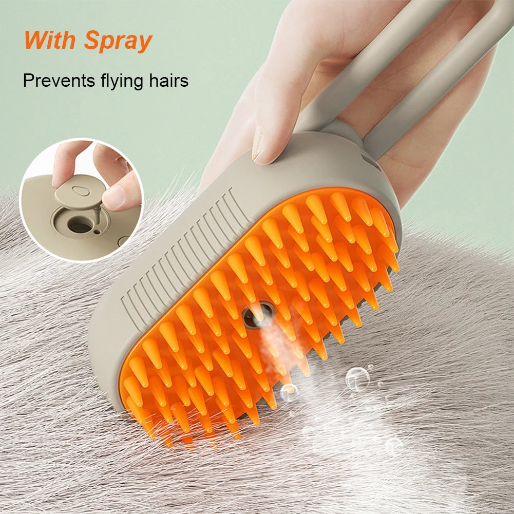 Electric 3-in-1 Pet Hair Spray and Massage Brush