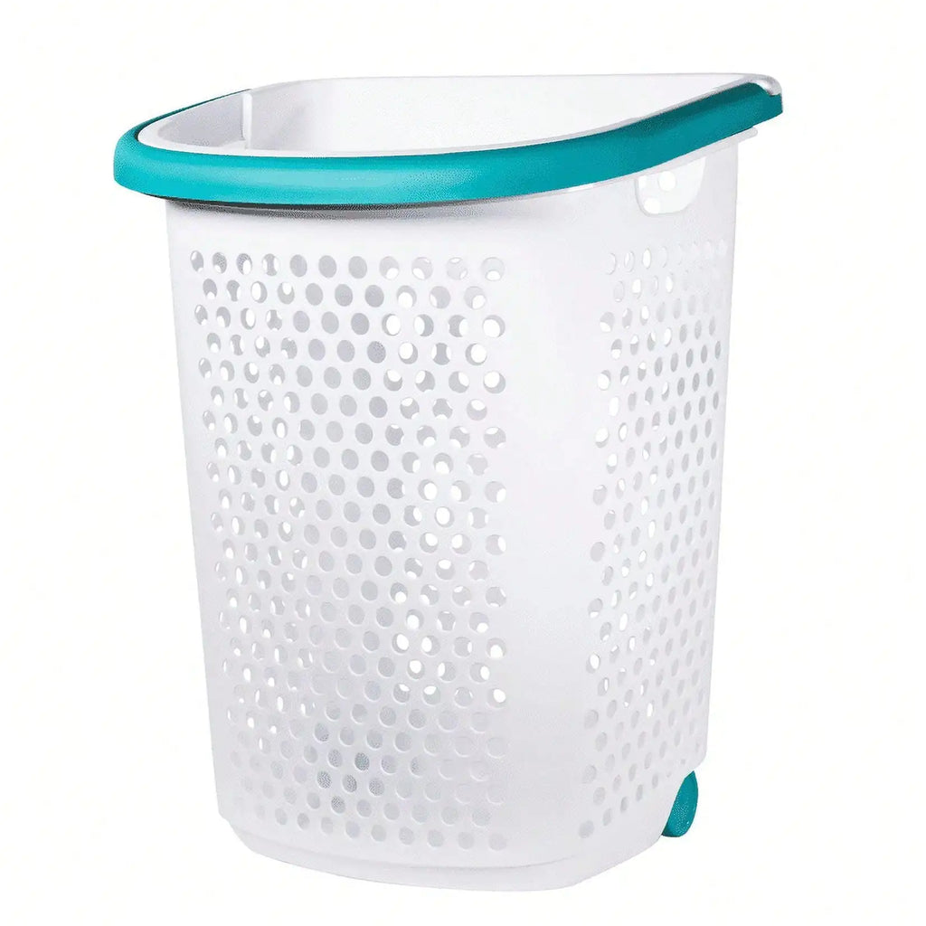 Rolling Laundry Hamper with Pop-Up Handle, Durable Plastic Clothes Basket Organizer.