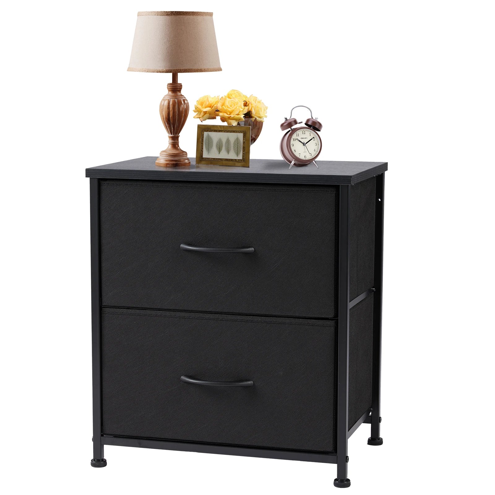 Bedside Nightstand Featuring 2 Fabric Drawers Cabinet Furniture