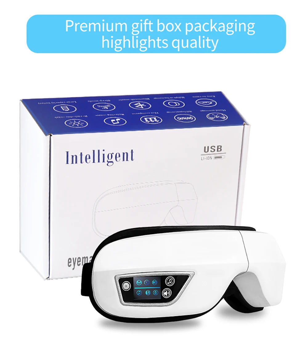 6D Smart Eye Vibrating Massager, Airbag Compress Eye Care, Bluetooth Music Ready