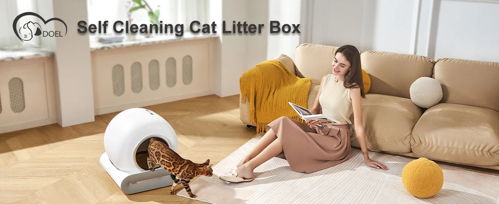 2.4G WiFi Smart Cat Toilet App Control & Automatic Self Cleaning Cat Litter Box With Trash Bag