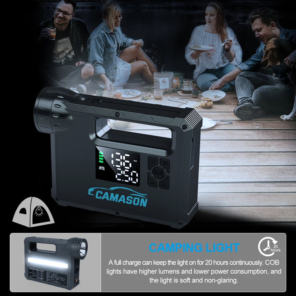 5 in 1 Car Jump Starter with air Compressor and Portable Flashlight Starting Device Power Bank Battery Automotive Booster start