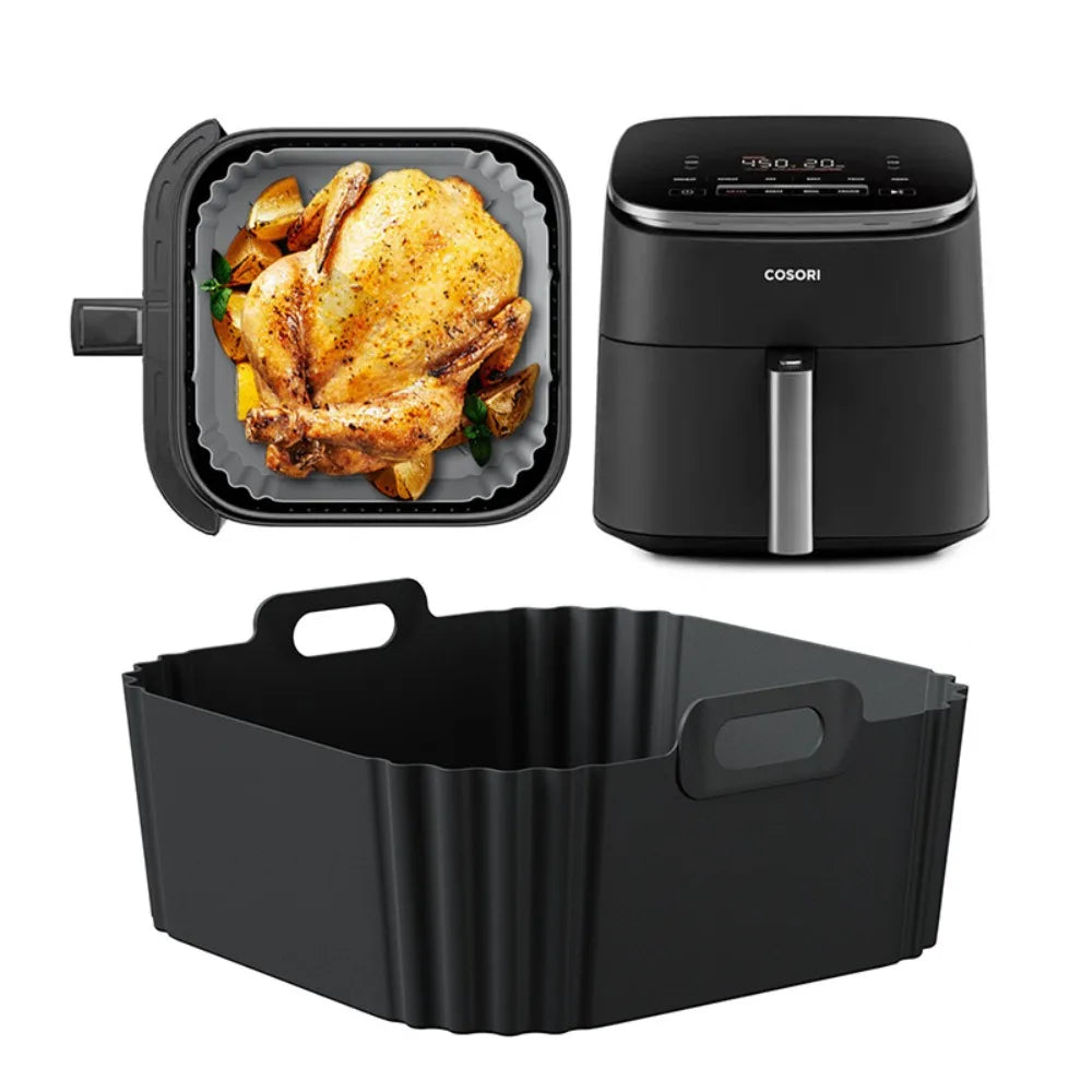 22.5cm Silicone Air Fryer Liners Reusable Non-Stick Basket 5-8QT Air Fryer Accessories