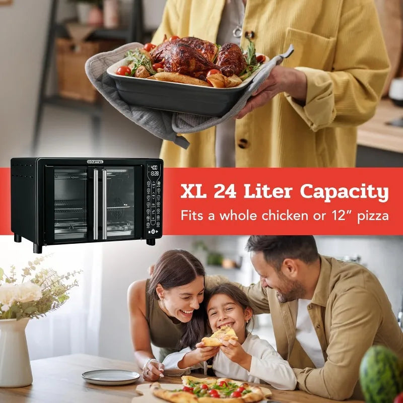 Toaster Oven Air Fryer Combo 17 cooking presets 1700W French door digital air fryer oven 24L capacity