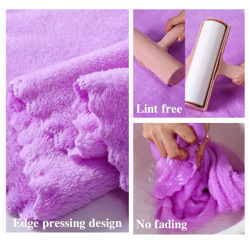 2PC Bath Towels Set Super Soft Highly Absorbent Quick-drying Coral Velvet Bath Towel For Adults