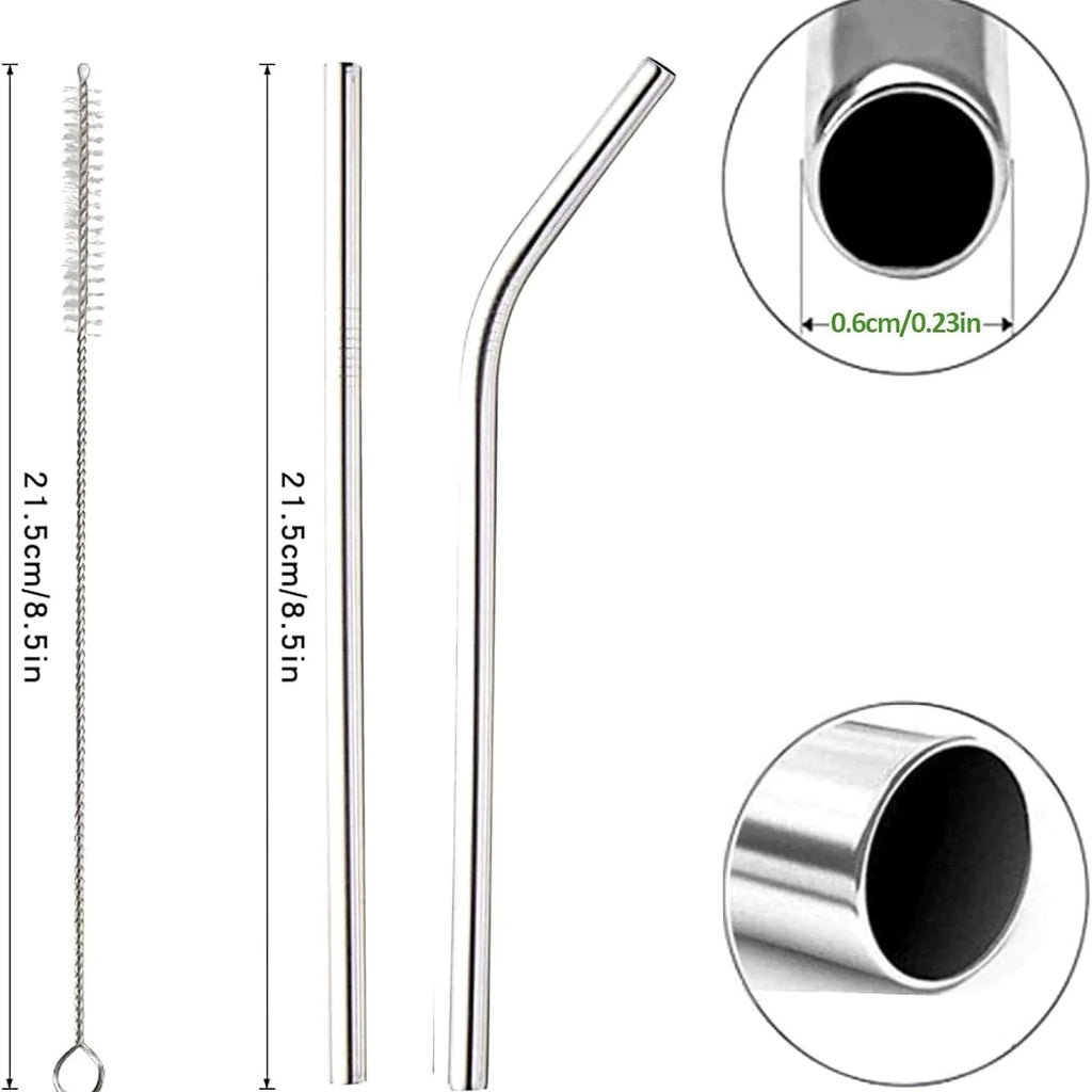 5/10Pcs Reusable Stainless Steel Drinking Straws