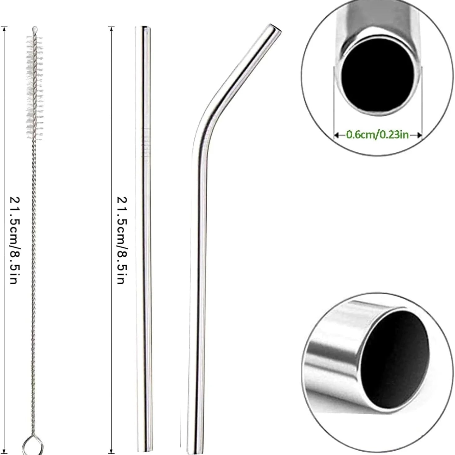 5/10Pcs Reusable Stainless Steel Drinking Straws