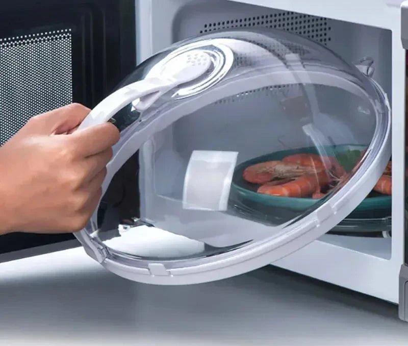 Microwave Food Splash Guard High Temperature Resistant Food Heating Cover with Steam Vent and Handle With Transparent Plate Cover - Lovies Kitchenwares