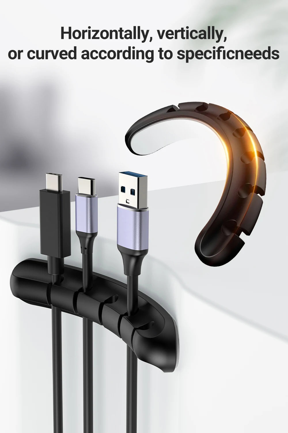 Adhesive Cable Clip Holder For Wire Organizer With USB Charging Cable
