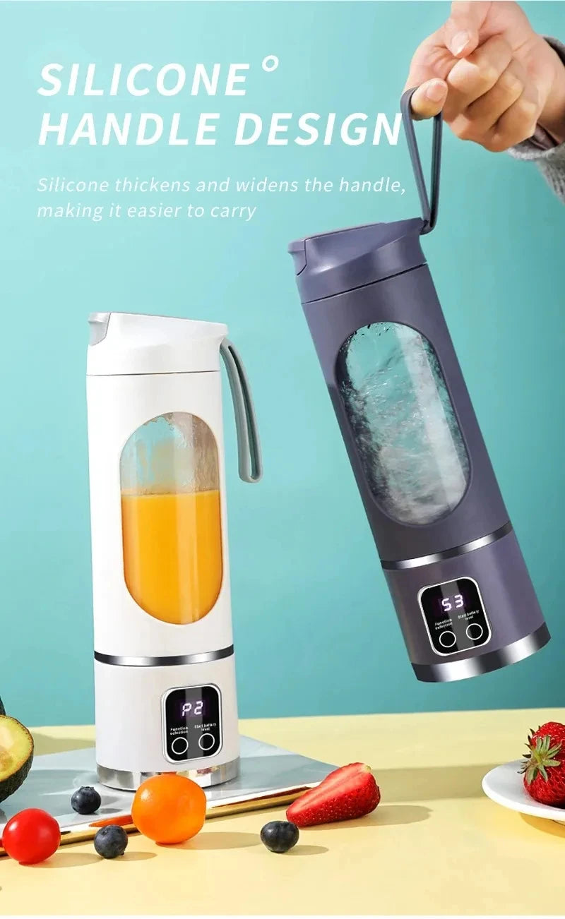 12 Blade Portable Fruit Juicer 450ml Capacity 3 Gears USB Rechargeable Blender Ice Crusher