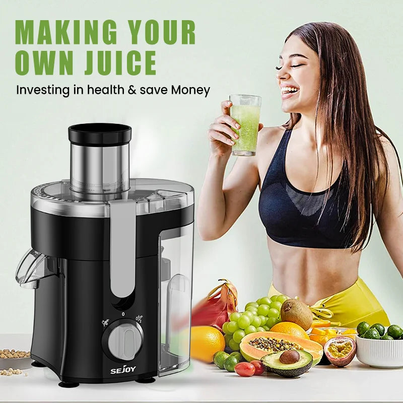 Compact Multi-Fruit Juicer, Juice Extractor Wide Mouth 3” Feed Chute With Centrifugal Extractor
