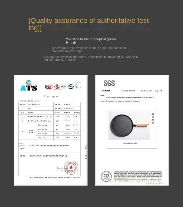 26cm Cast Iron Frying Pan Uncoated Non-stick Multi-Food Use Cookware