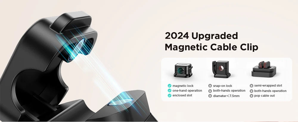 Smooth Adjustable Magnetic Cable Clips for Cord Holder and Wire Cable Keeper Organizer