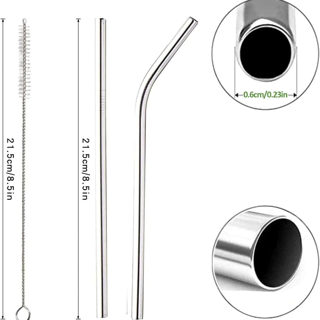 5/10Pcs Reusable Stainless Steel Drinking Straws