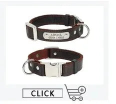 Personalized Name ID Tags Leather Dog Collars Custom Text Name