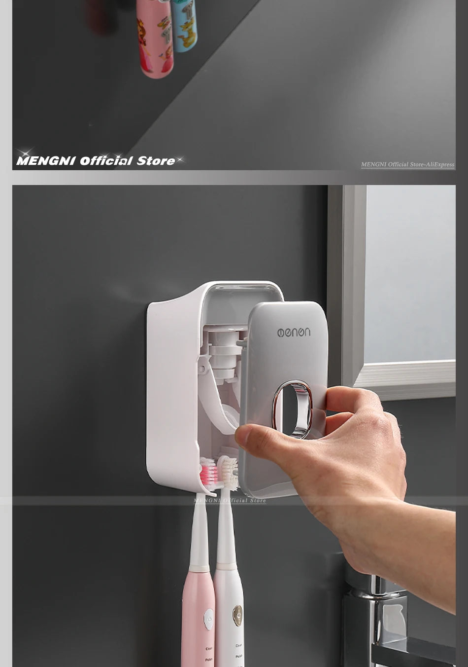 Wall Mounted Automatic Toothpaste Squeezer Dispenser & Toothbrush Holder