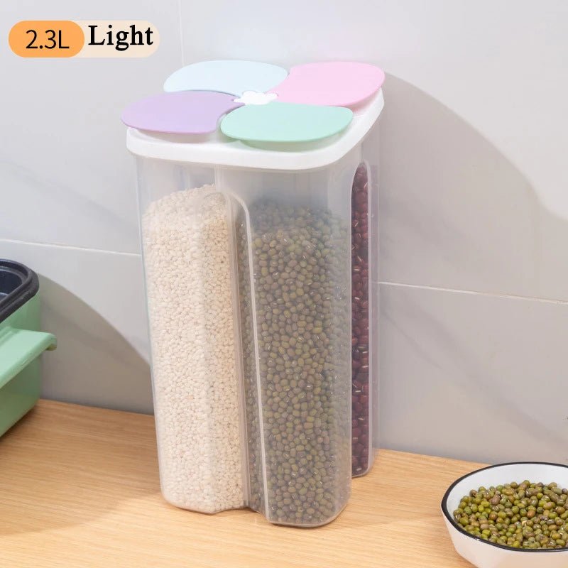 Kitchen Food Storage Box Plastic 4 grids Sealed Food Container Moisture-proof - Lovies Kitchenwares