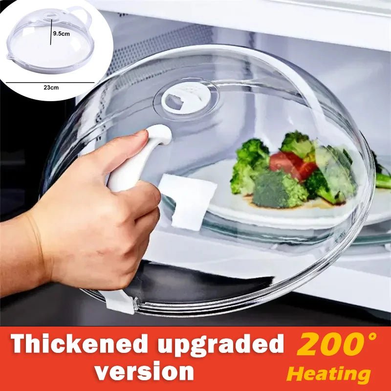 Microwave Food Splash Guard High Temperature Resistant Food Heating Cover with Steam Vent and Handle With Transparent Plate Cover - Lovies Kitchenwares