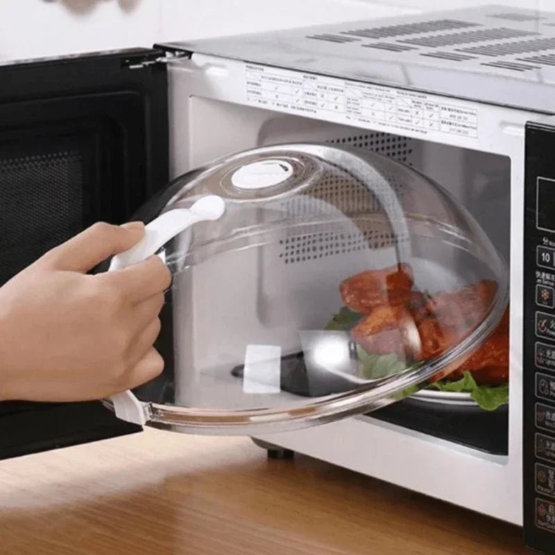 Microwave Food Splash Guard High Temperature Resistant Food Heating Cover with Steam Vent and Handle With Transparent Plate Cover - Lovies Kitchenwares