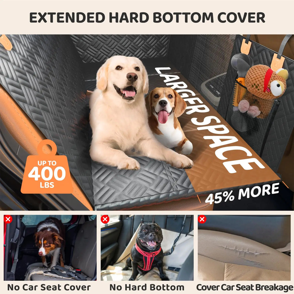 Anti-Scratch Washable Hard Bottom Seat Extender & Dog Seat Cover For Cars & Suv's