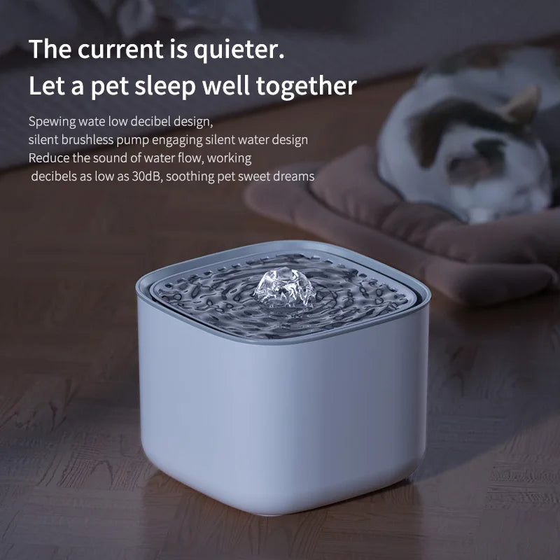 3L Auto Recirculate Cat Water Drinking Fountain With Large Capacity Filtering USB Electric Mute