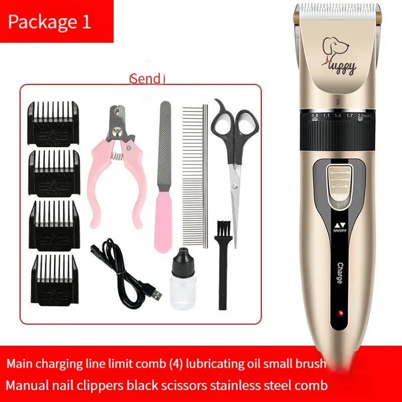 Electric Pet Hair Clipper and Hair Trimmer Set For Pet Grooming With an Electric Shaver Ceramic Blade with USB Charging
