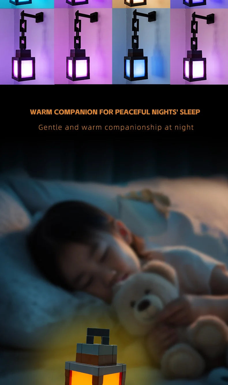 Pixel Style Portable Night Light, Tabletop Ornament 16 Color Remote Control Lights