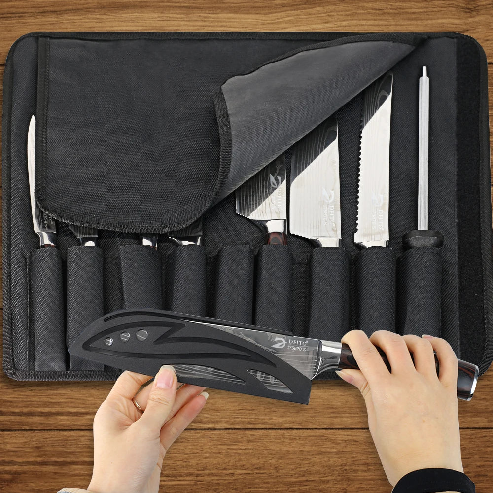 Stainless Steel Kitchen Knife Set Ultra Sharp Cleaver and Utility Knife With Nylon Bag