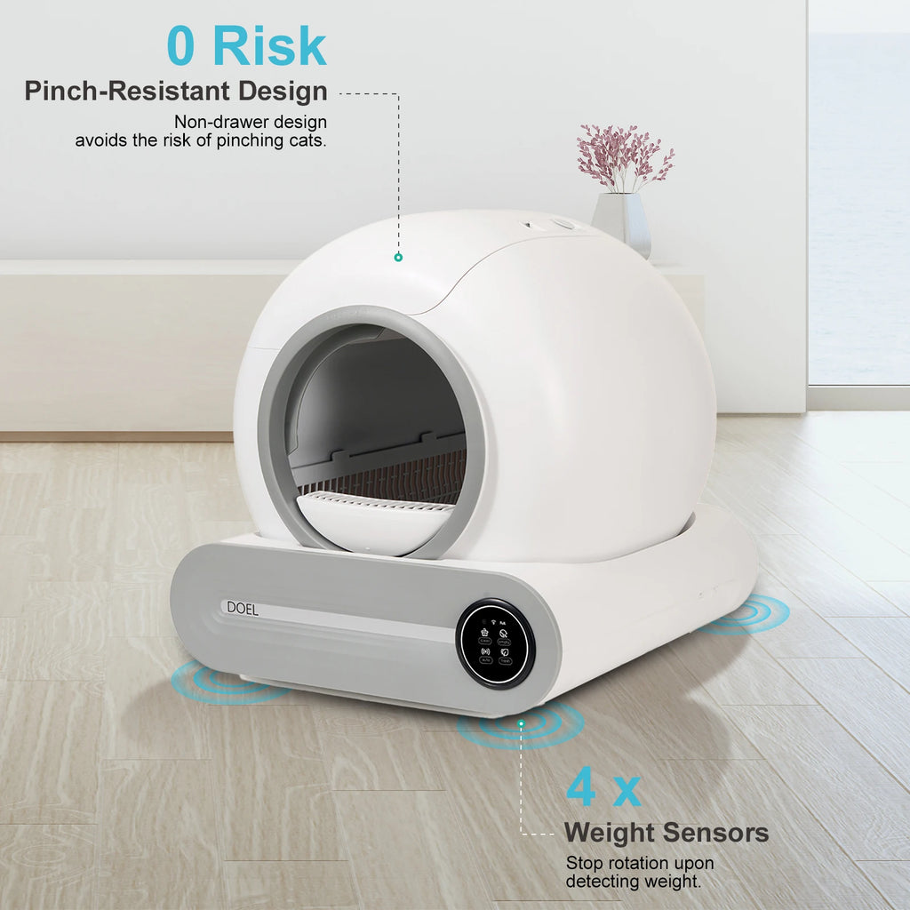 2.4G WiFi Smart Cat Toilet App Control & Automatic Self Cleaning Cat Litter Box With Trash Bag