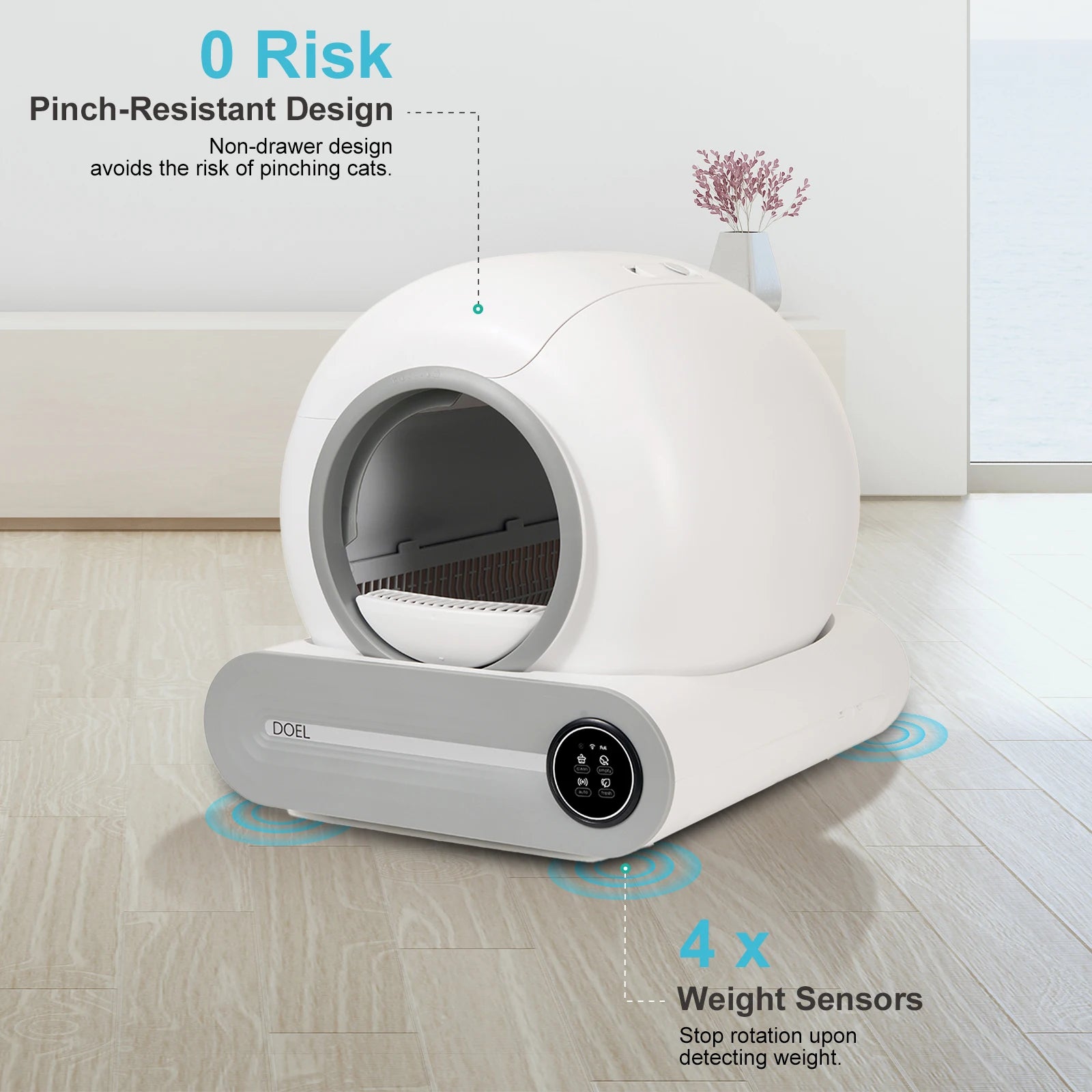 2.4G WiFi Smart Cat Toilet App Control & Automatic Self Cleaning Cat Litter Box With Trash Bag