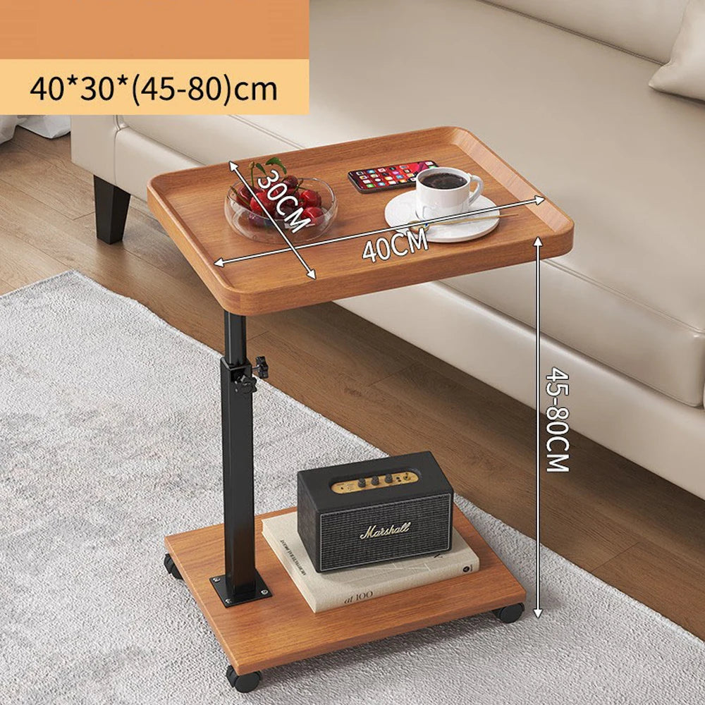 Adjustable Rolling Cart Multi-Purpose Table Tray