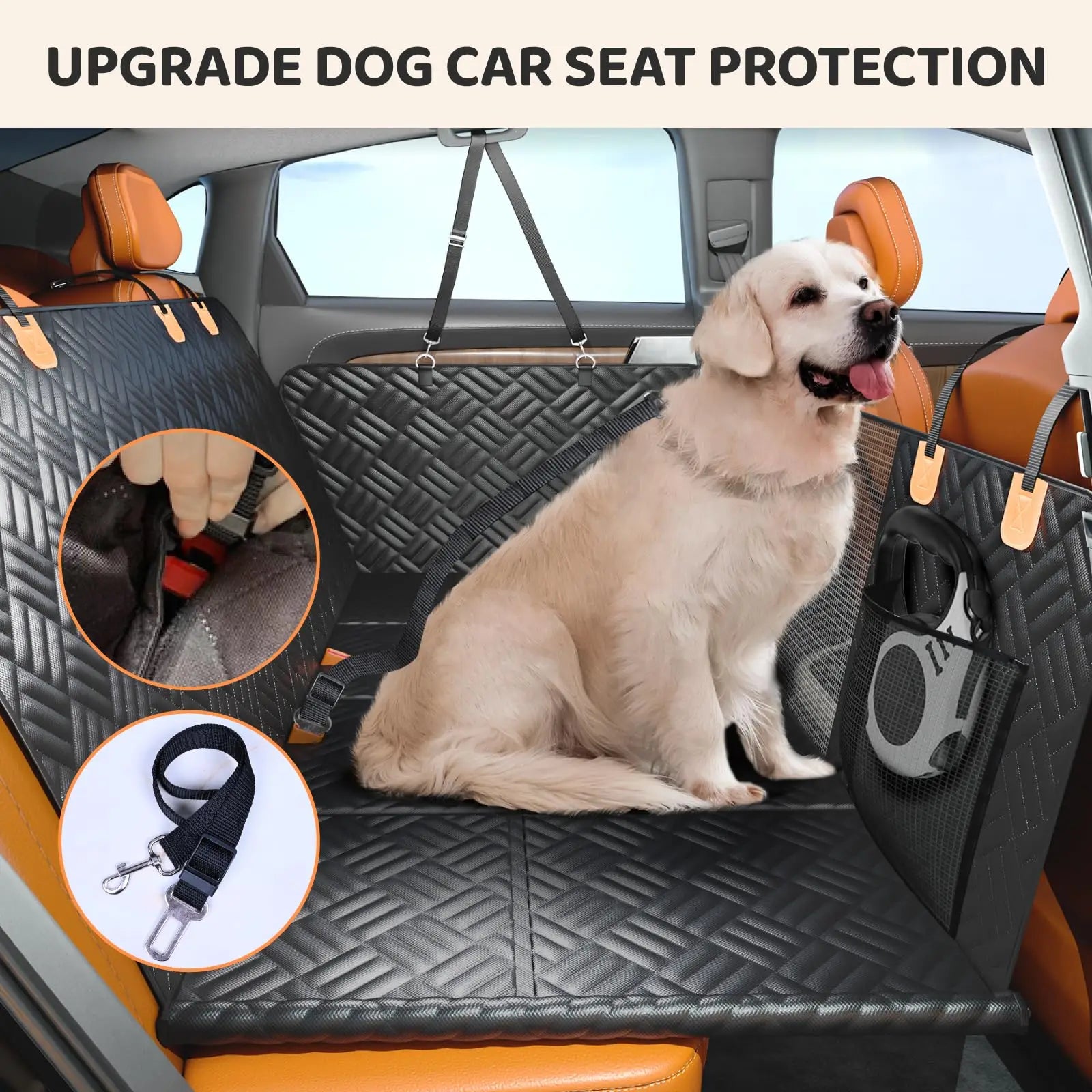 Anti-Scratch Washable Hard Bottom Seat Extender & Dog Seat Cover For Cars & Suv's