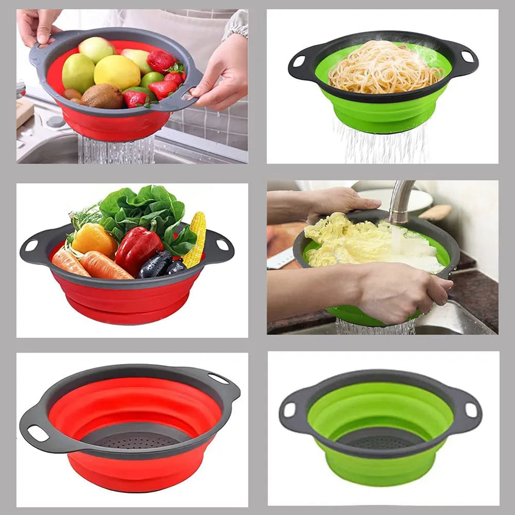 Silicone Folding Drain & Wash Basket & Foldable Strainer Colander