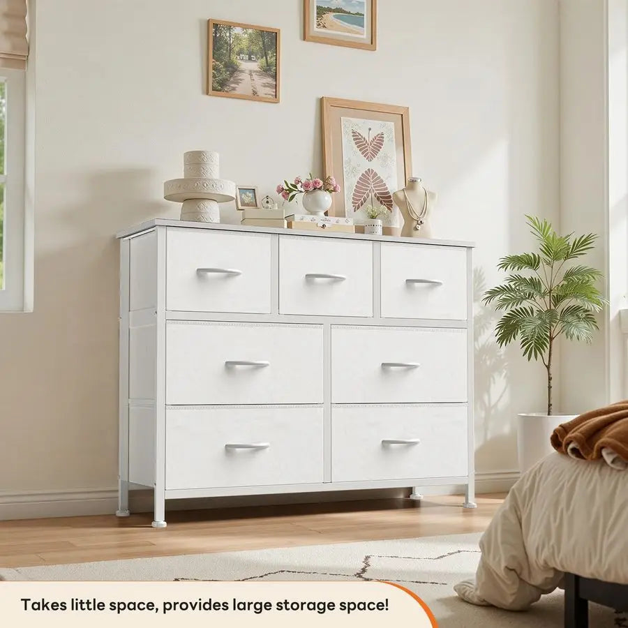 7 Dresser Drawer with Fabric Storage Bins and Tower Organizer