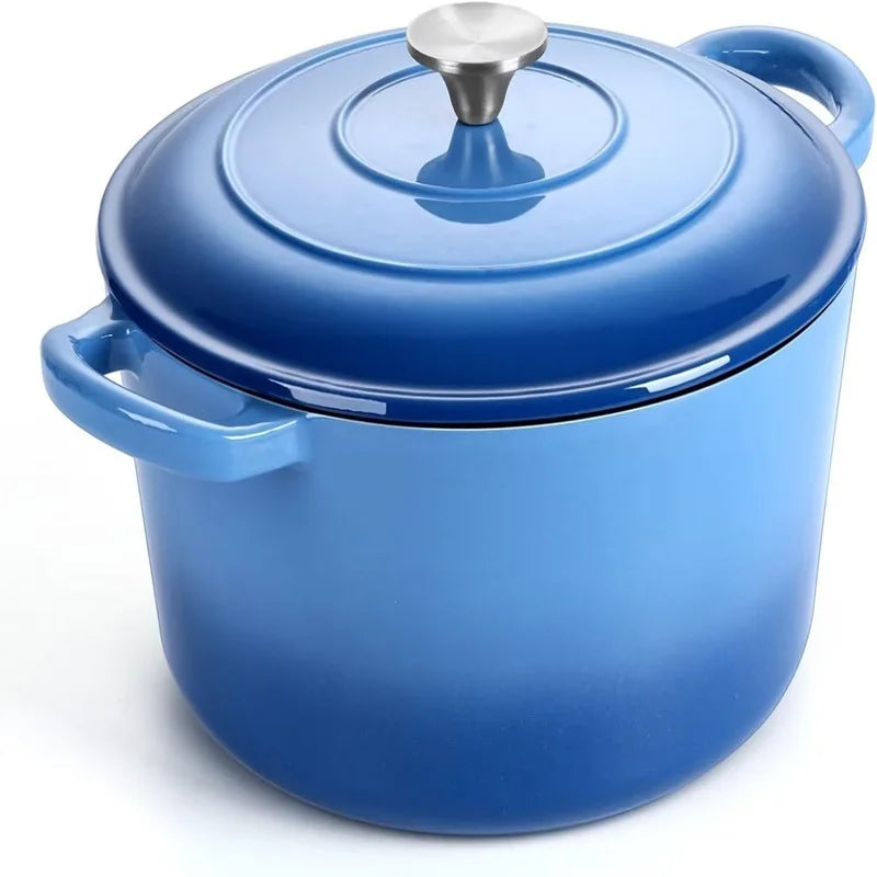 7QT Cast Iron Dutch Oven With Lid Enameled Cast Iron With Dual Handles, Heat Resistant To 500°F