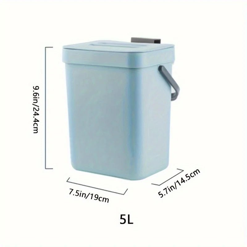 Space-Saving Quiet-Close Trash Can - 3/5L, Eco-Friendly Sealed Bin For Kitchen & Office - Lovies Kitchenwares