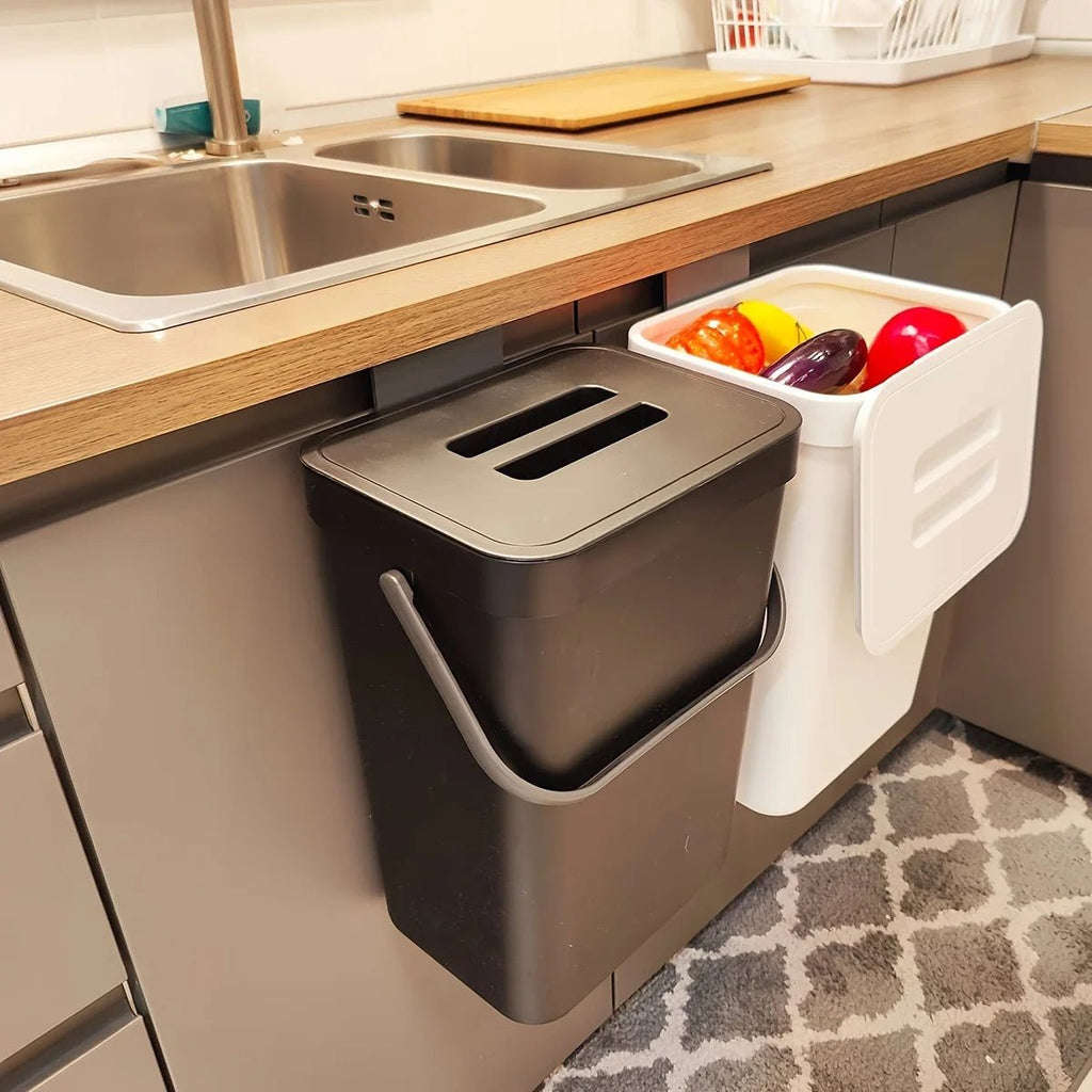 Space-Saving Quiet-Close Trash Can - 3/5L, Eco-Friendly Sealed Bin For Kitchen & Office - Lovies Kitchenwares