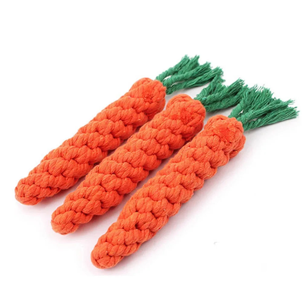 1Pcs Carrot Pet Dog Bite Chewable Braided Durable Cotton Rope
